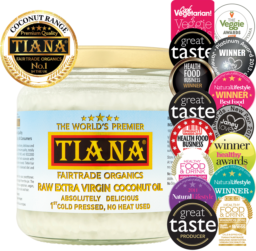 TIANA® Fairtrade Organic Raw Extra Virgin Coconut Oil – UK’s No.1 for Cooking, Beauty & Wellness, 350ml 