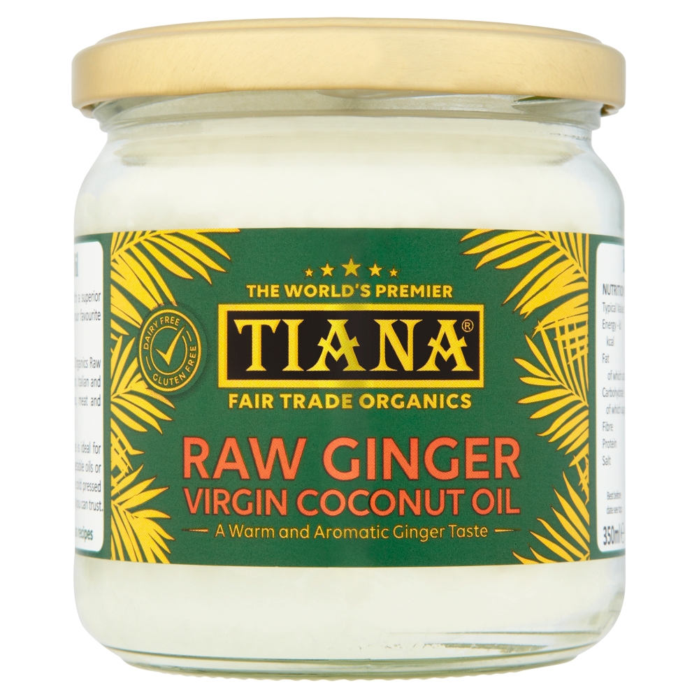 TIANA Fairtrade Organic Ginger Raw Extra Virgin Coconut Oil, 350ml
