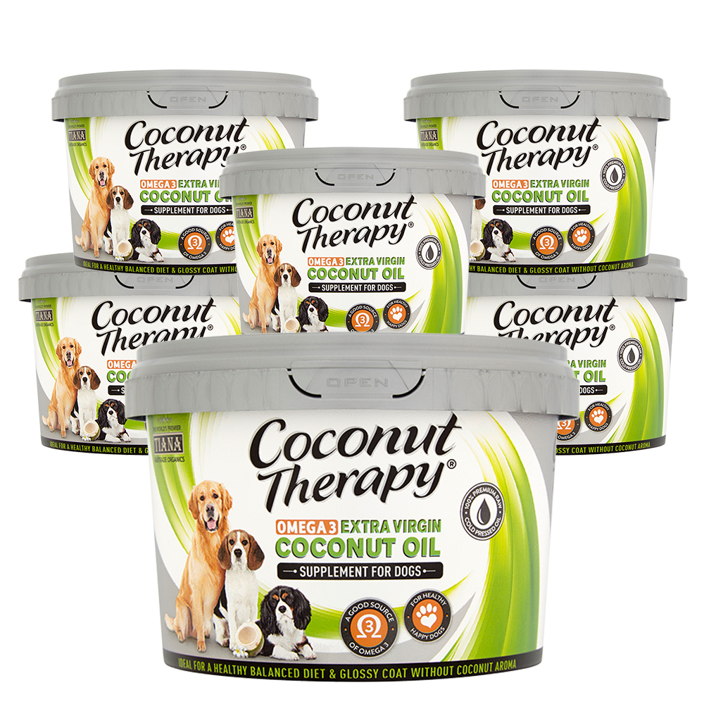 TIANA Coconut Therapy, Omega 3 Food Supplement with Coconut Oil for Dogs 500g, 6 for 4 