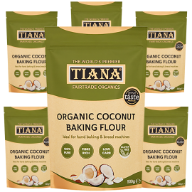 TIANA Fairtrade Organic Gluten-Free Coconut Flour 500g, 6 for 4