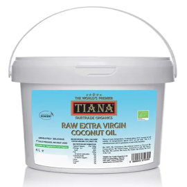 TIANA Fairtrade Organic Raw Extra Virgin Coconut Oil, UK No.1, 4 Litres
