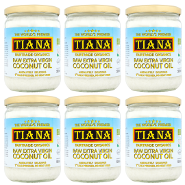 TIANA Fairtrade Organic Raw Extra Virgin Coconut Oil 500ml, 6 for 4