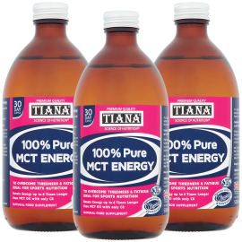 TIANA Fairtrade Organic 100% Pure MCT Oil Energy 500ml 3 for 2, 90 days supply 