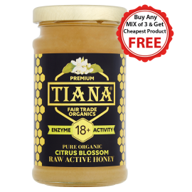 TIANA Fairtrade Organics Raw Active Citrus Blossom Honey 18+
