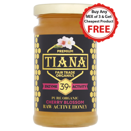 TIANA Fairtrade Organics Raw Active Cherry Blossom Honey 39+