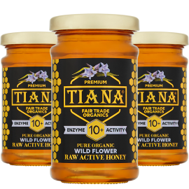 TIANA Pure Organic Raw Active Wild Flower Honey 10+, 3 for 2