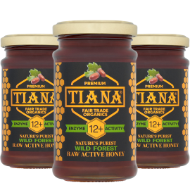 TIANA Pure Organic Raw Active Wild Forest Honey, Ensyme Diastase Activity 12+, 3 for 2