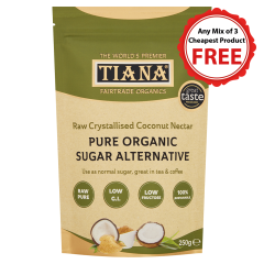 TIANA Fairtrade Organics Raw Crystallised Coconut Nectar Sugar Alternative