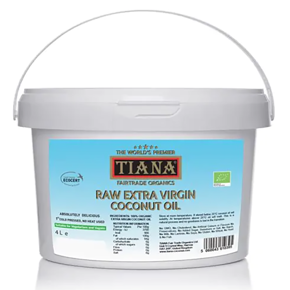 TIANA Fairtrade Organic Raw Extra Virgin Coconut Oil, UK No.1, 4 Litres