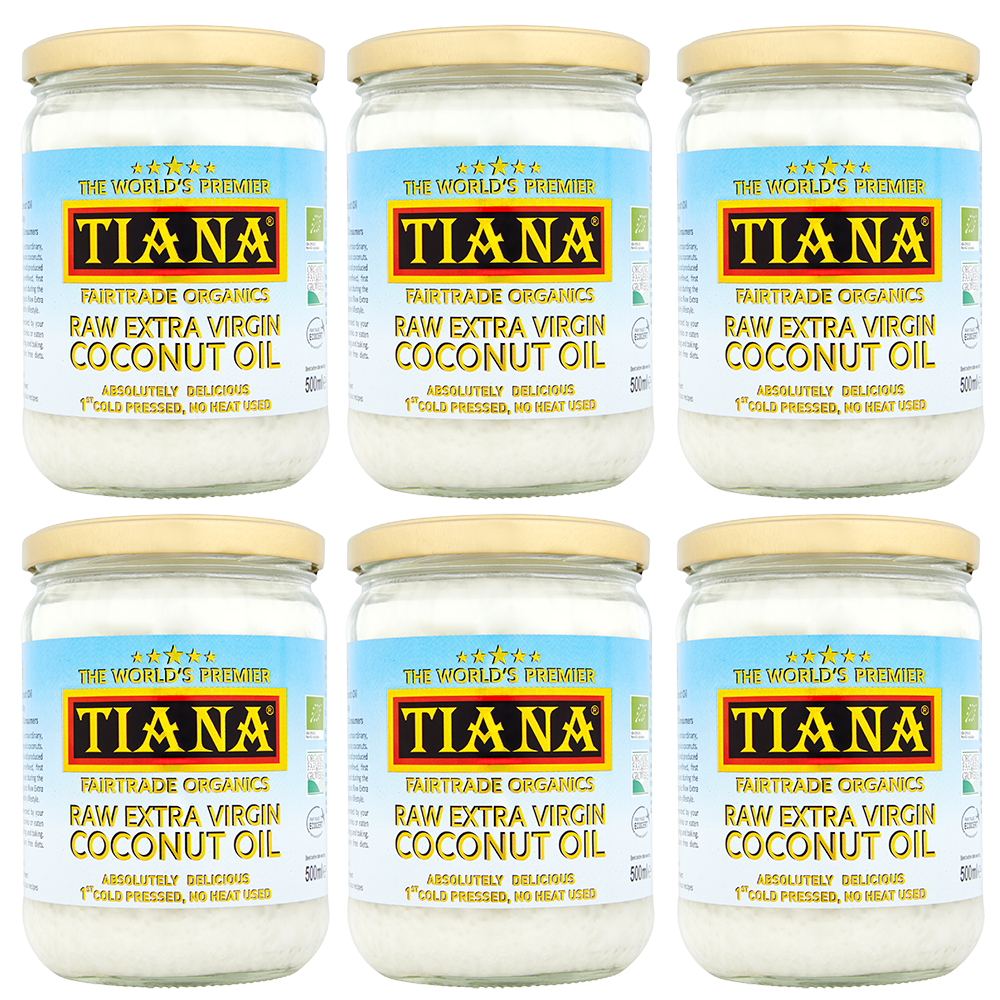 TIANA Fairtrade Organic Raw Extra Virgin Coconut Oil 500ml, 6 for 4