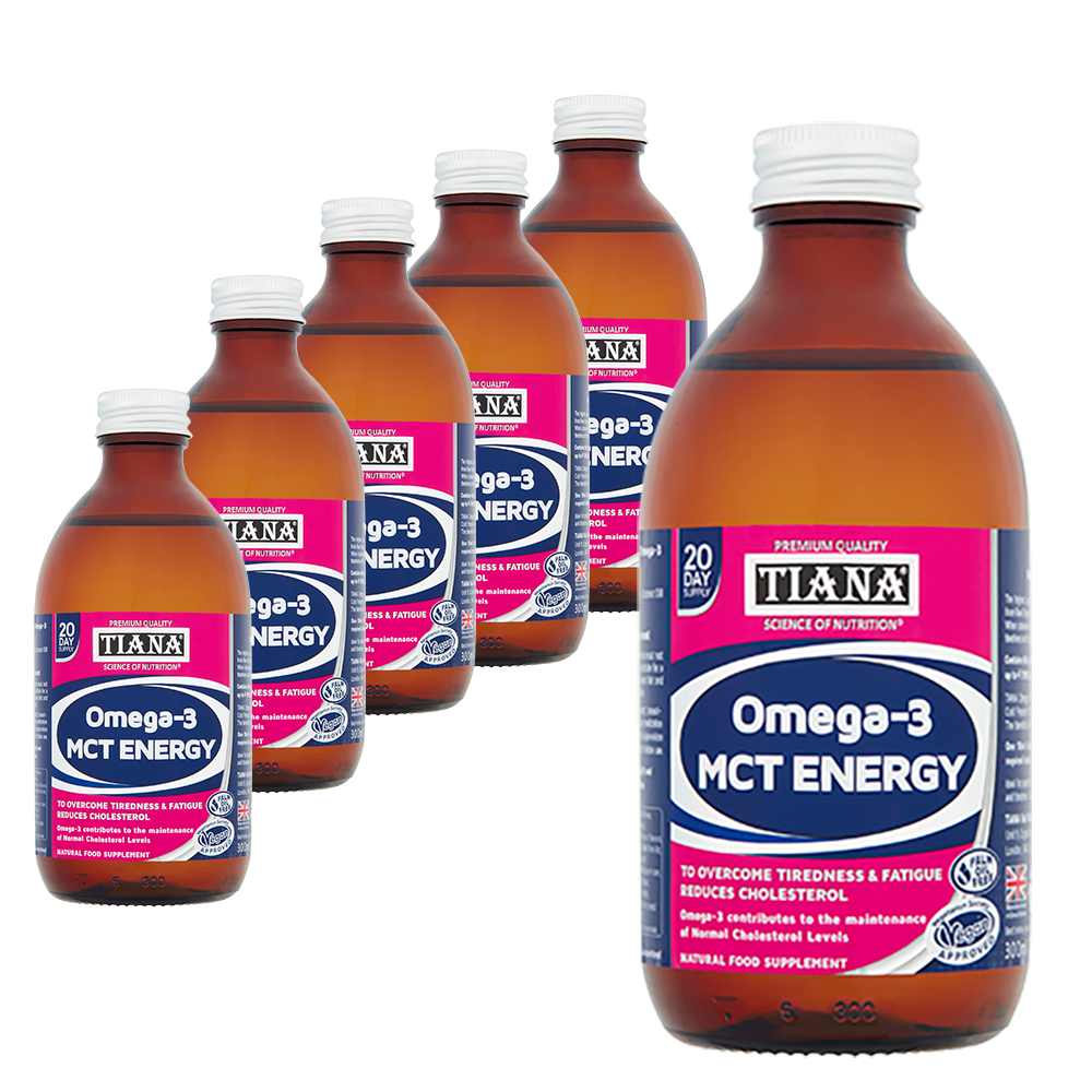 TIANA Fairtrade Organic Omega-3 MCT Oil, Reduces Cholesterol 300ml 6 for 4, 120 days supply