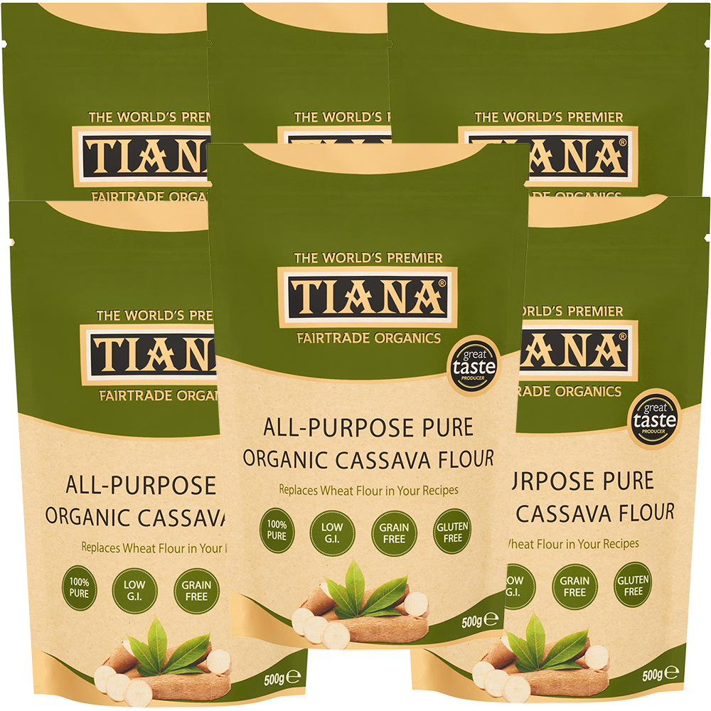 TIANA Premium Organic Gluten Free 100% Pure Cassava Flour 500g, 6 for 4 