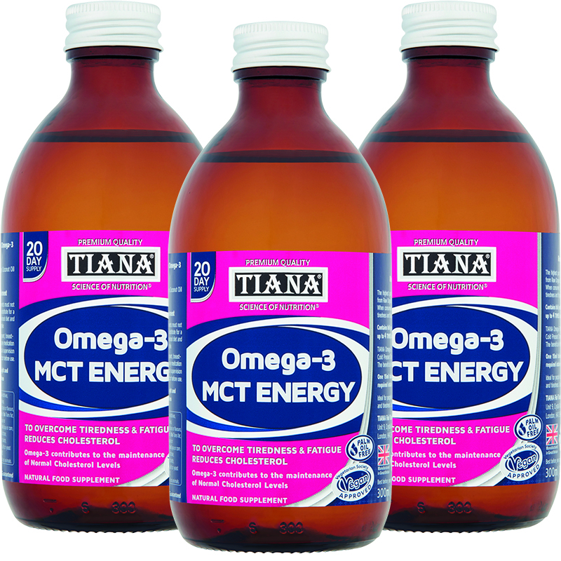 TIANA Fairtrade Organic Omega-3 MCT Oil Energy, Reduces Cholesterol 500ml 3 for 2, 90 days supply