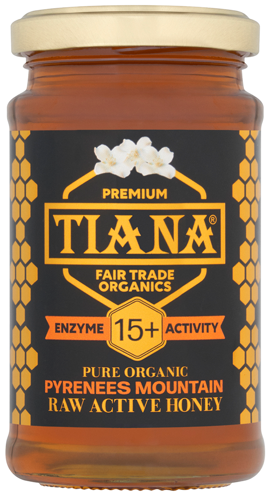 TIANA Pure Organic Raw Active Pyrenees Mountain Honey, Enzyme Diastase Activity 15+