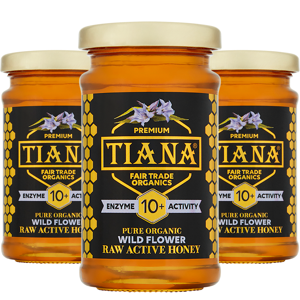TIANA Pure Organic Raw Active Wild Flower Honey 10+, 3 for 2