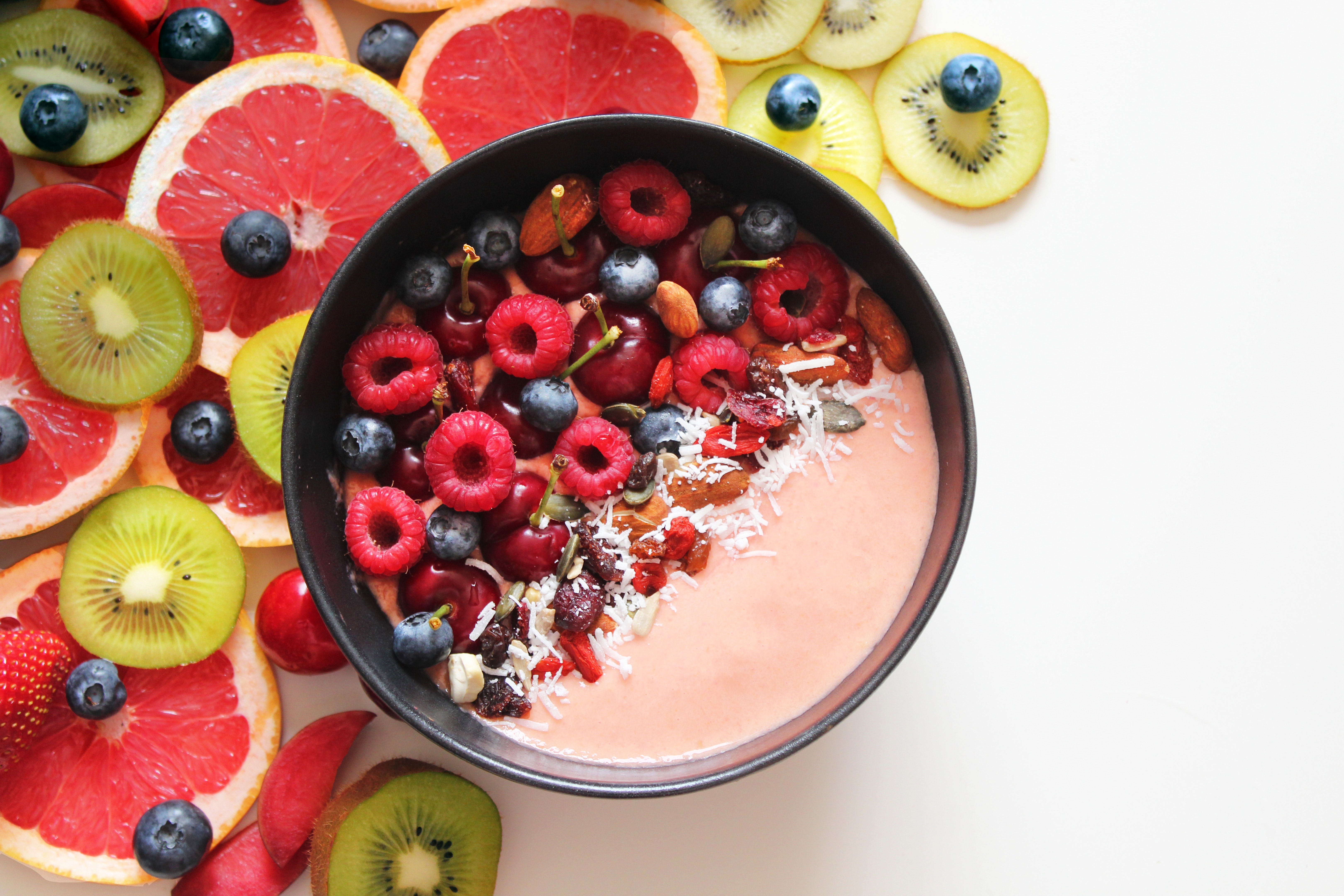 Breakfast energy bowl with fruits