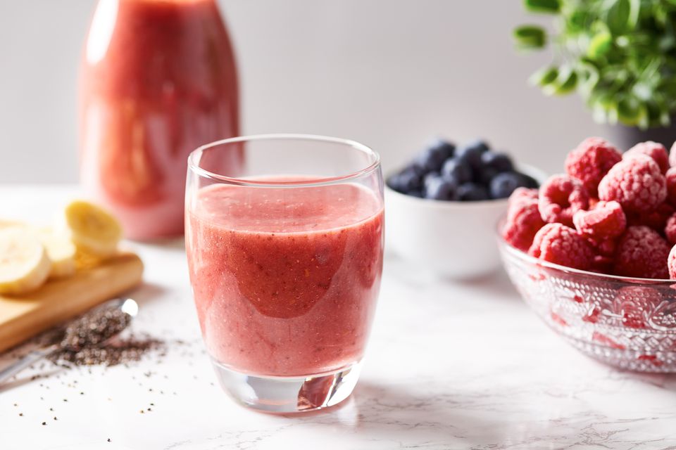 Raw Banana, Berries and Coconut Milk Smoothie
